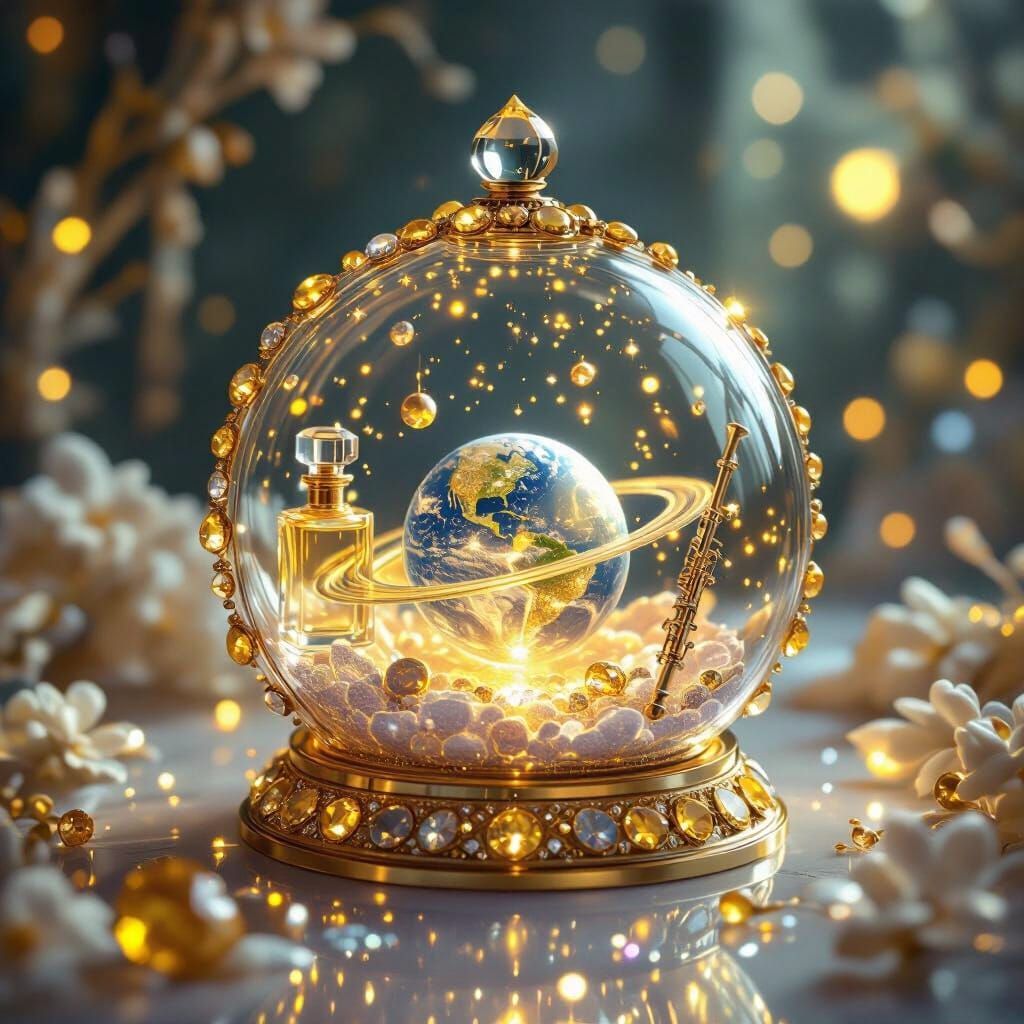 Ethereal Fantasy Art: Miniature Planet in Sapphire Chamber