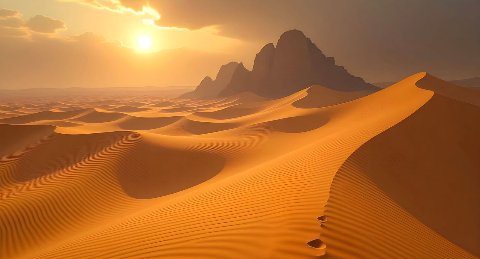 Realistic Desert Landscape with Towering Dunes