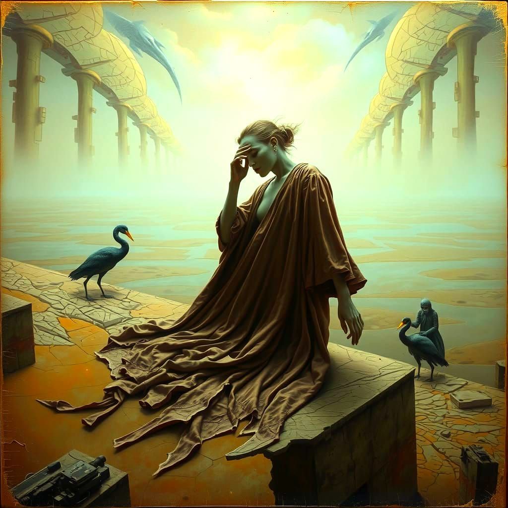 Surreal Melting Landscape in Salvador Dali Style