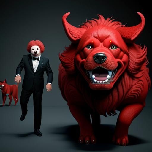 Surreal Red Dog with Dentures, Fine Detail