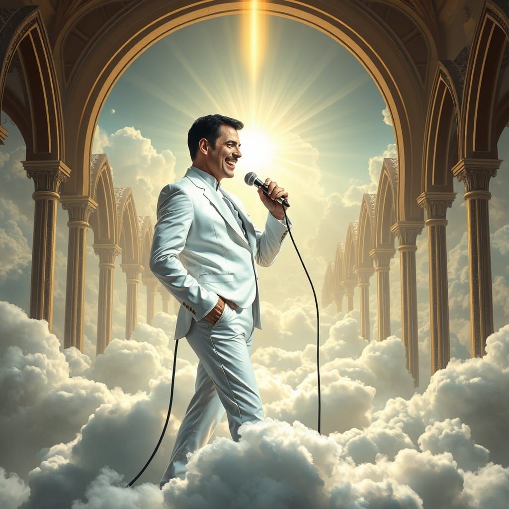 Freddy Mercury in Heaven watching us from above holy halo wi...