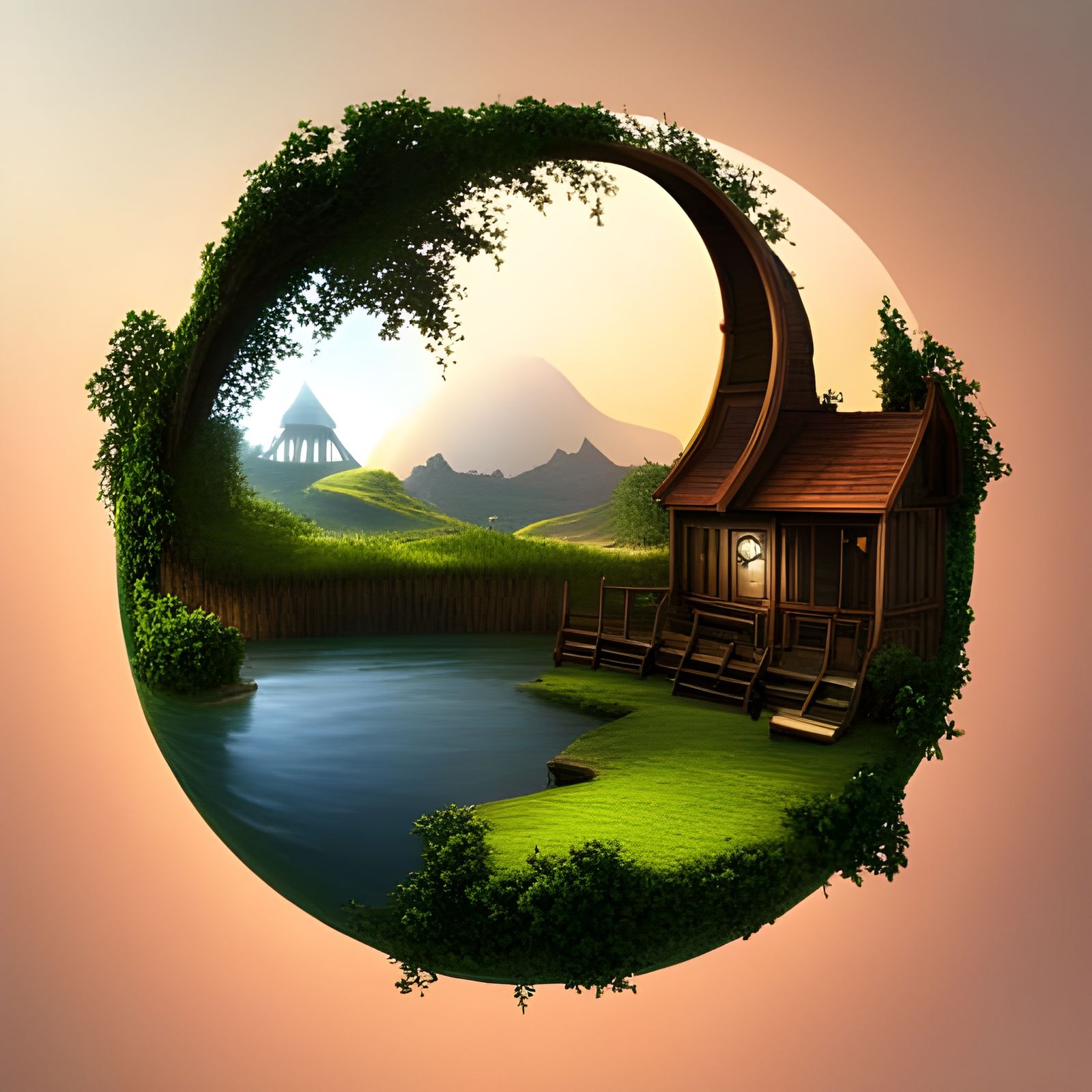 Fantasy World in Glass Orb: 8K Concept Art