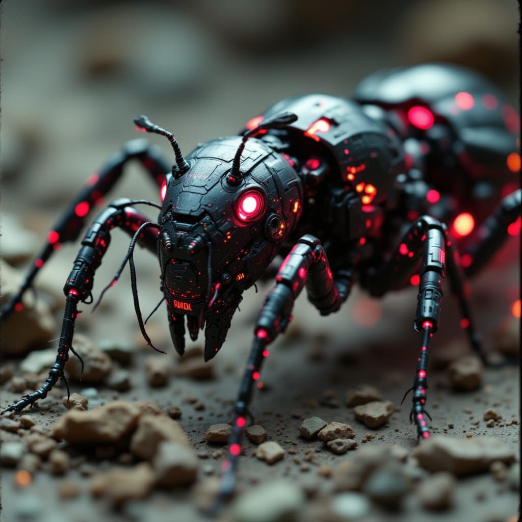 Cybernetic Ant in Cyberpunk Style