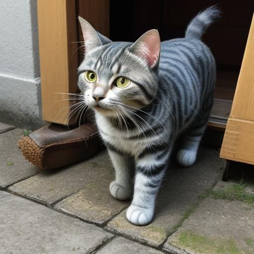 Animated Cat with Boots Illustration