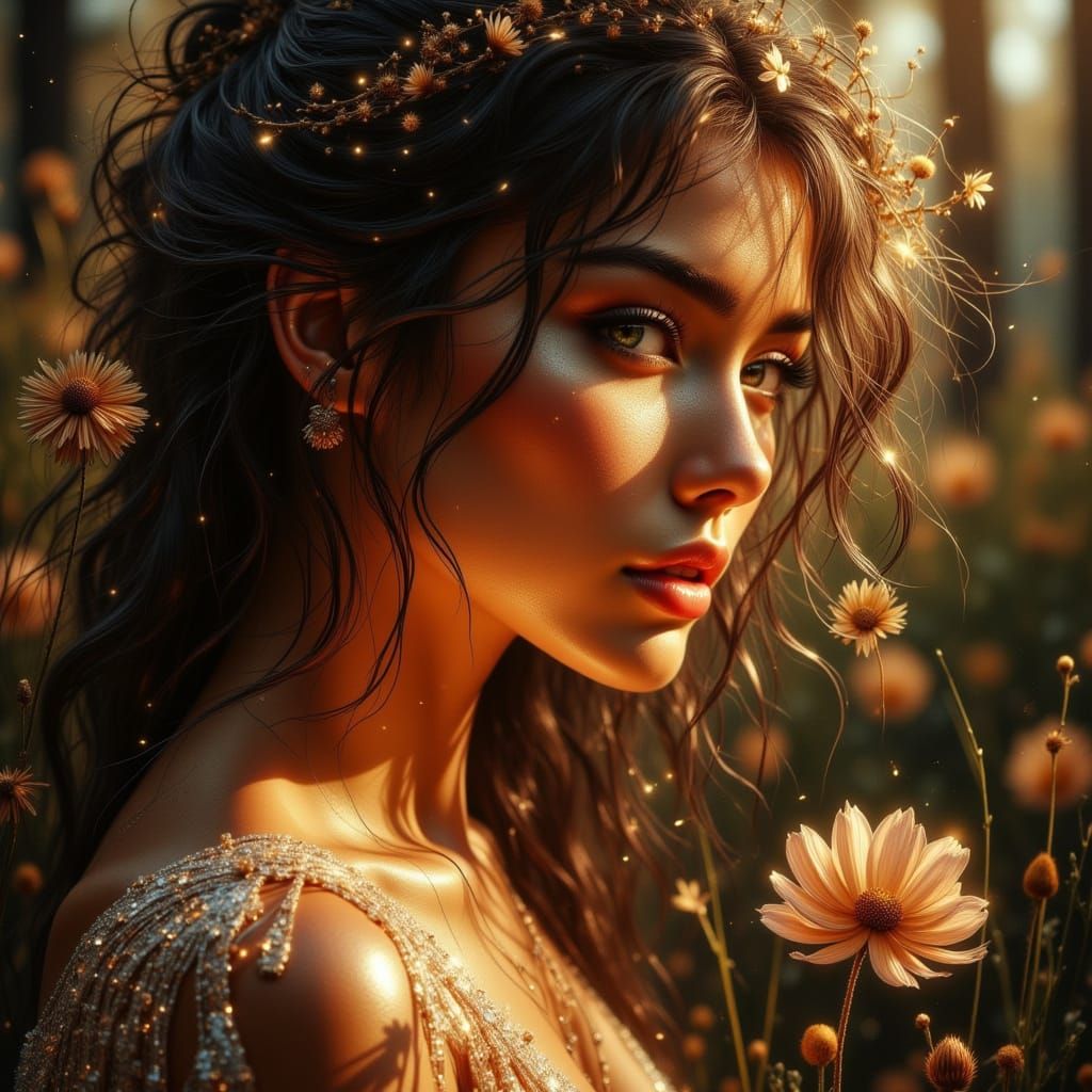 Sensual Woman in Wet Fabric, Painterly Style