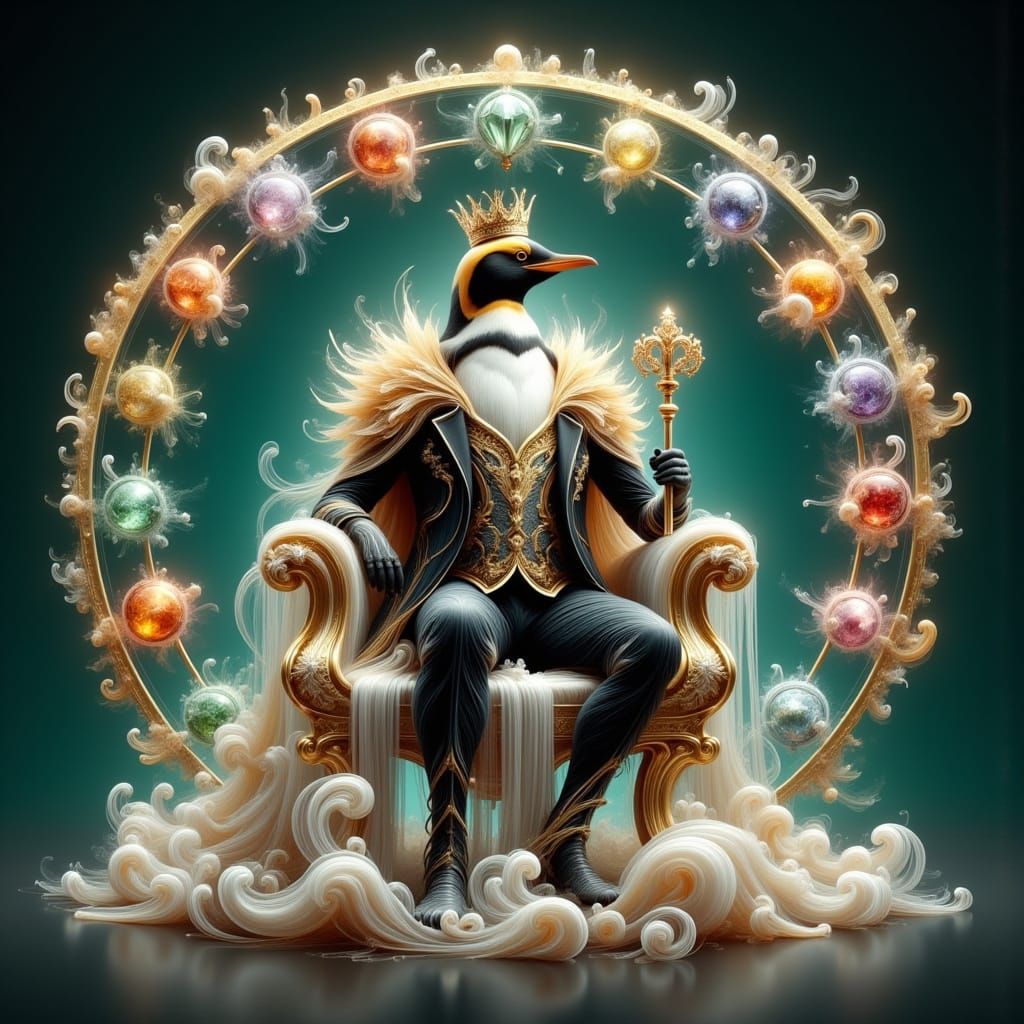Crystal Coin Penguin in Luxury Regalia