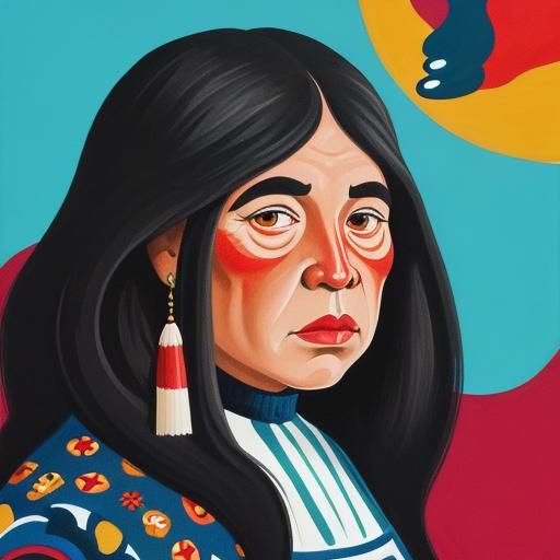 Detailed Gouache Painting of a Walrus Woman