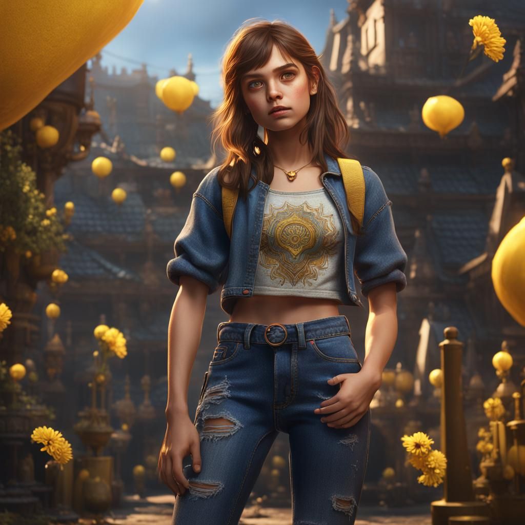 Girl with Yellow Eyes: Detailed Matte Painting