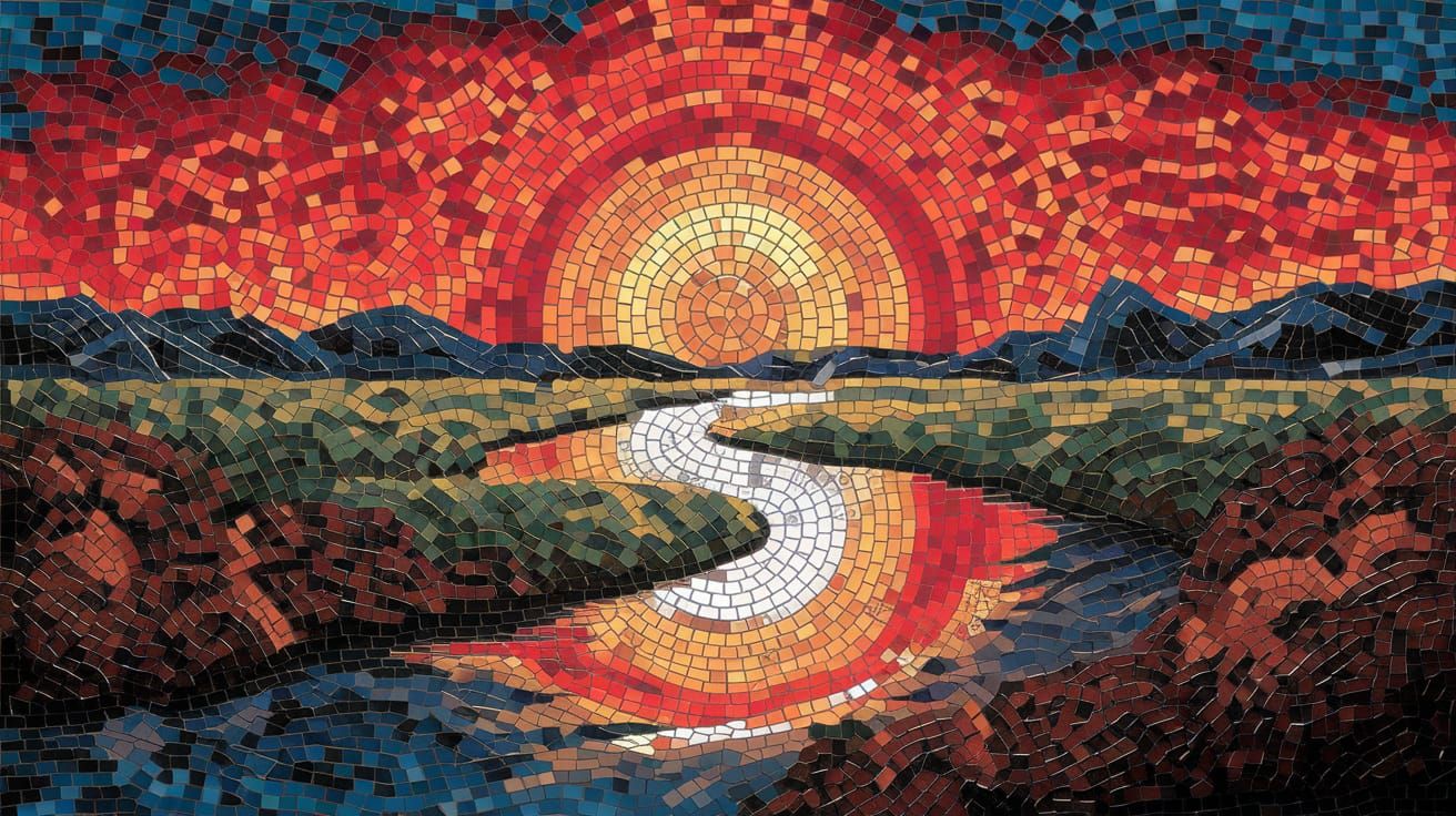 Vibrant Sunset Mosaic Masterpiece