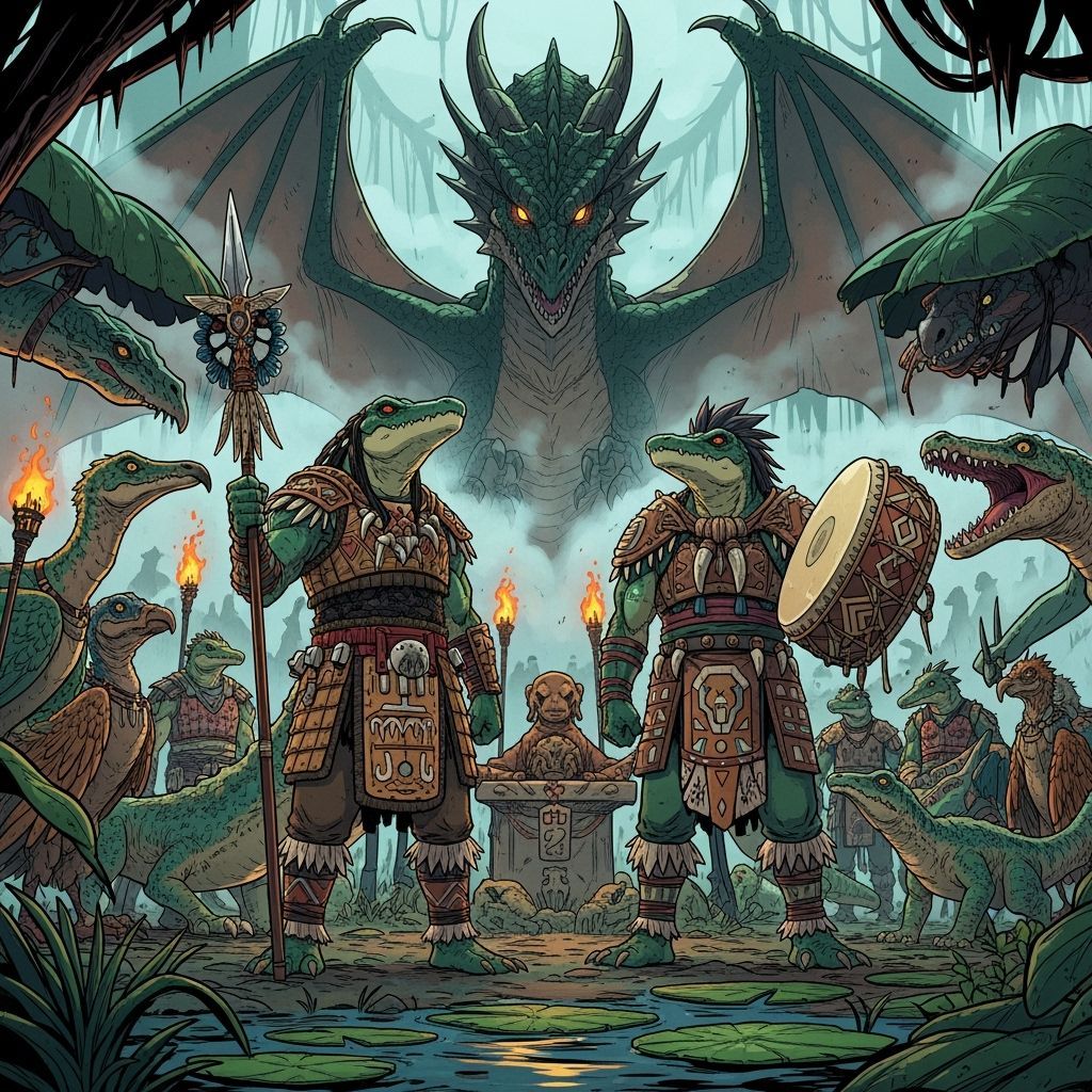 Gatorfolk Tribe Ritual Sacrifice Manga Style