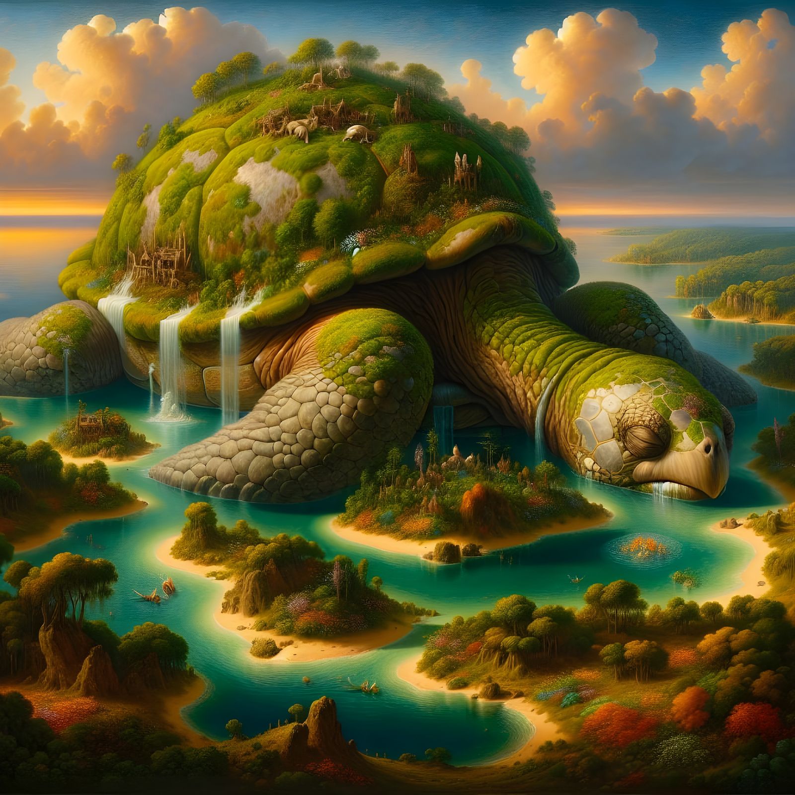 Majestic Tortoise Isle in Northern Renaissance Style