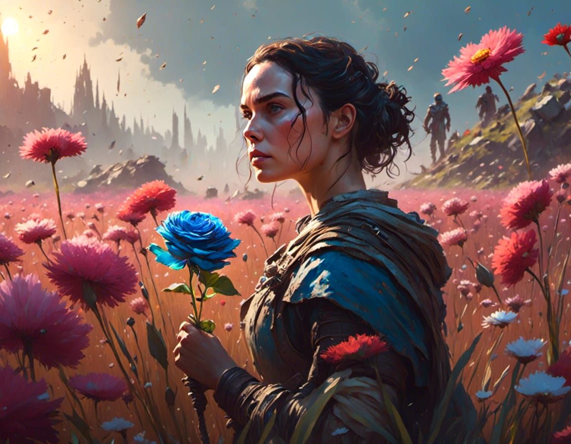 Rey with Blue Rose on Alien Planet