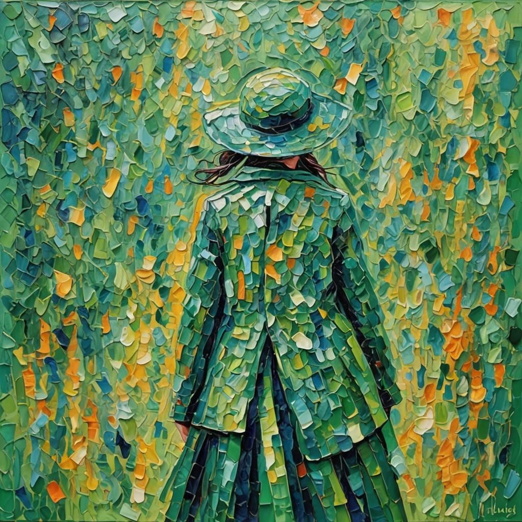 Colorful Neo-Impressionist Painting with Thick Texture