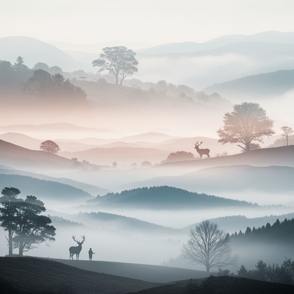 Ethereal Double Exposure Nature Scene in Pastel Tones