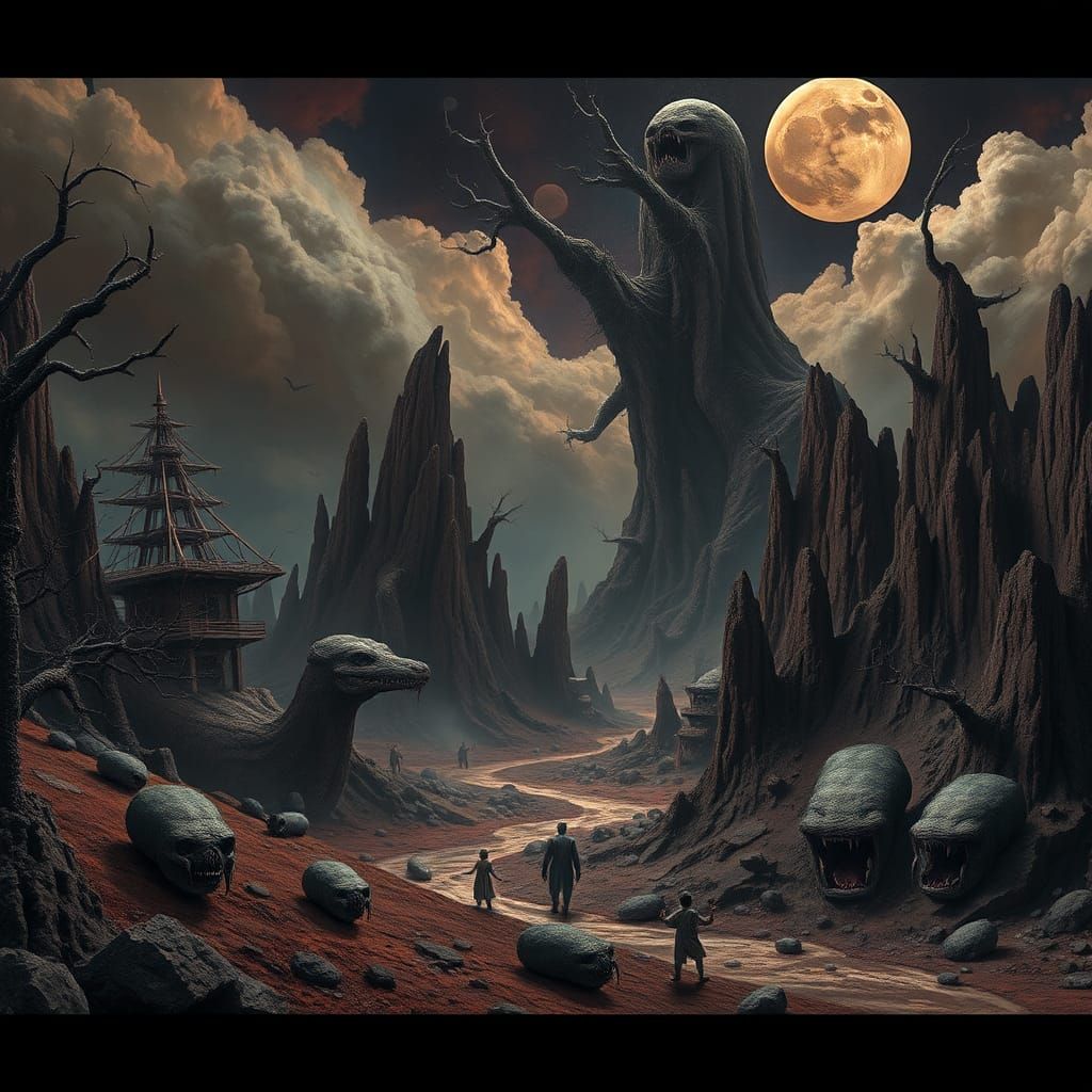 Surreal Dreamlike Scene in Detailed Matte Painting Style