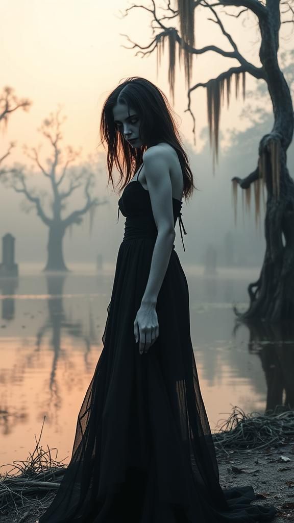 Zombie Woman in Louisiana Swamp: Gothic Dark Fantasy
