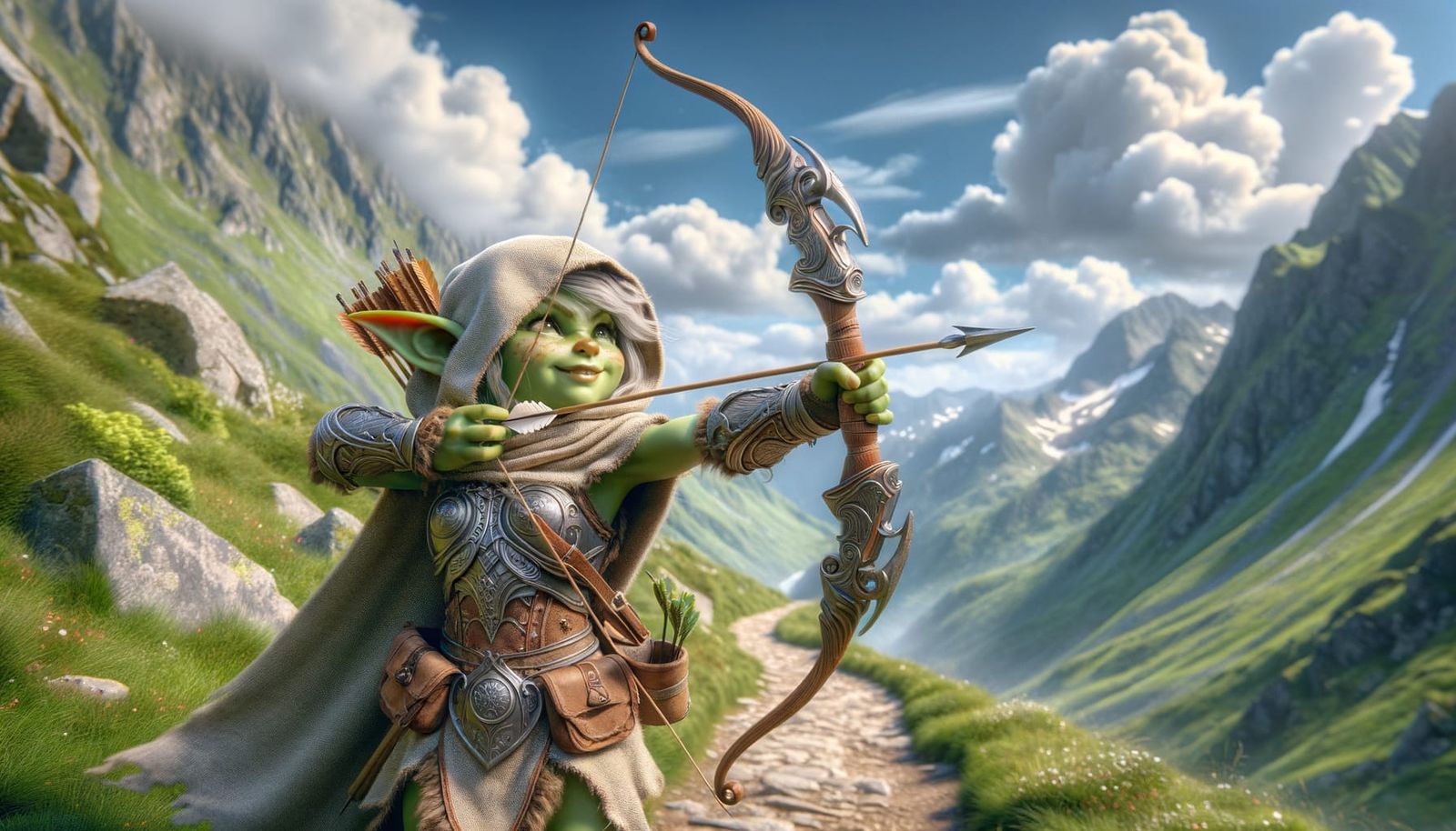 Goblin Archer Aims on Mountain Path