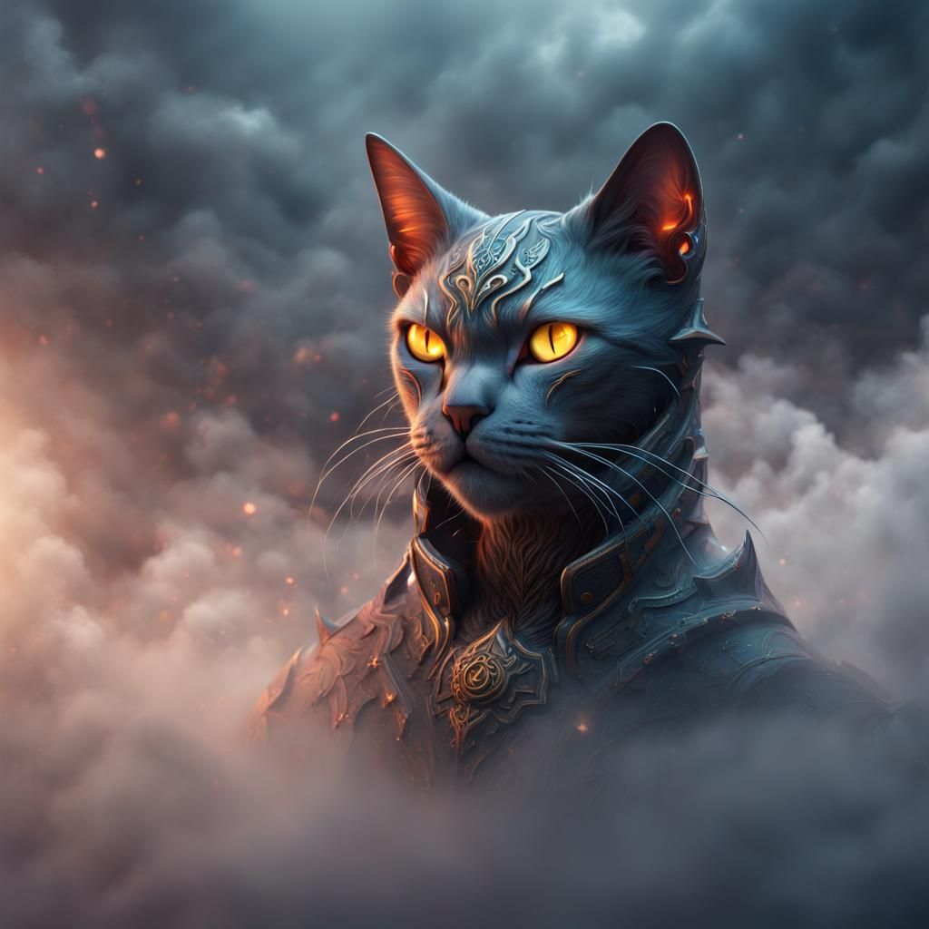 Surreal Cat Head Emerges From Fog