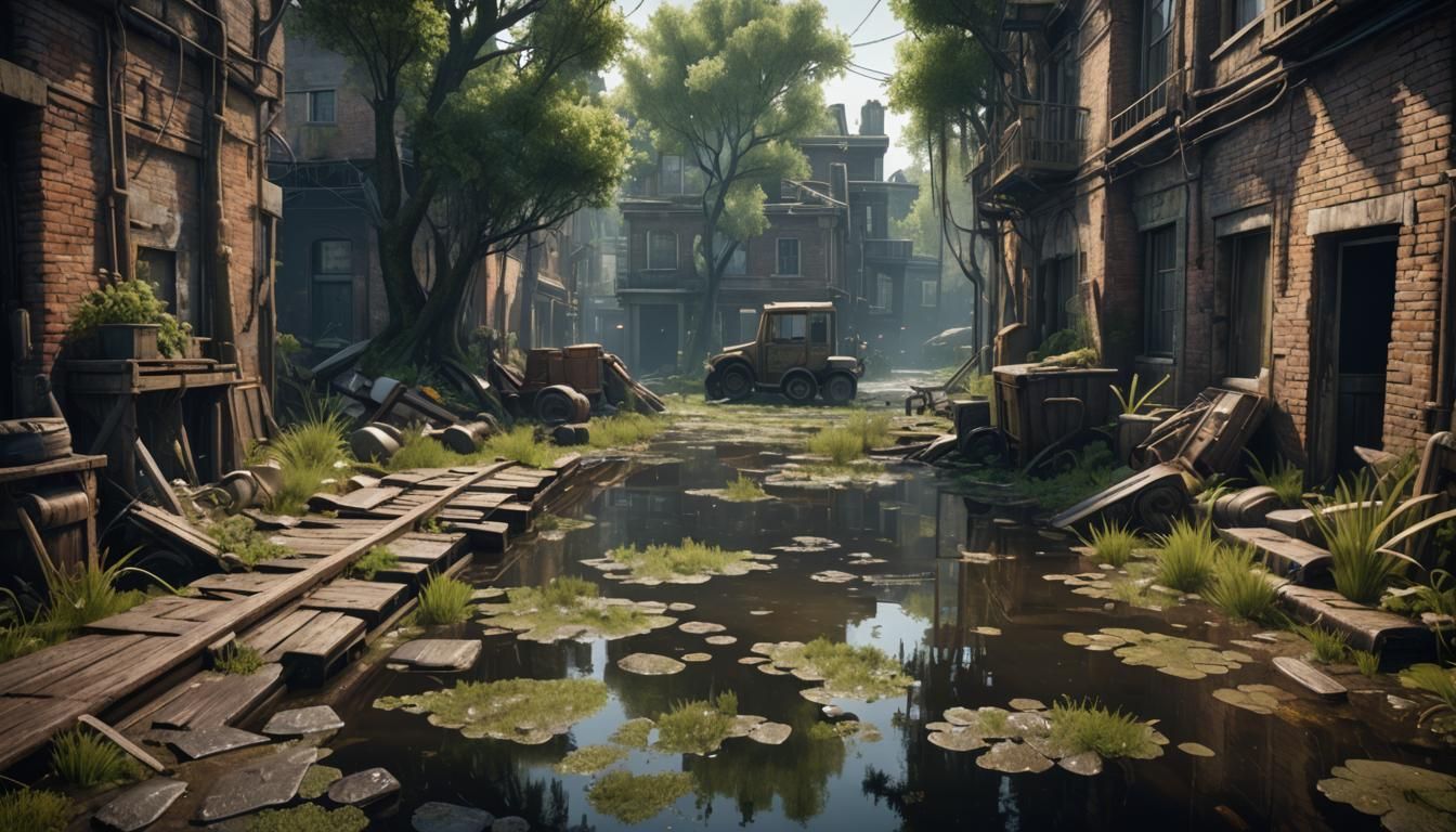 Swamp Alley in 3D Game Cinematic Style