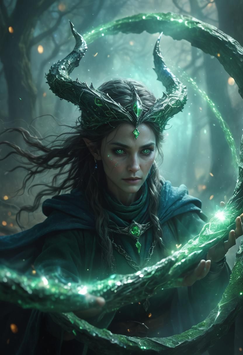 Beautiful Sorceress Portrait in Fantasy Style