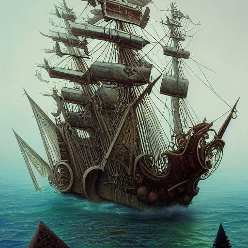 Eerie Ghost Ship Digital Painting