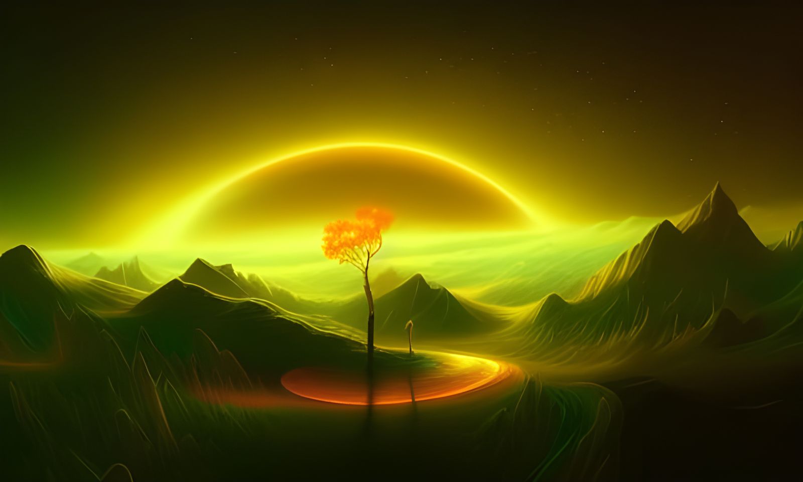 Surreal Cosmic Landscape Rendered in Octane