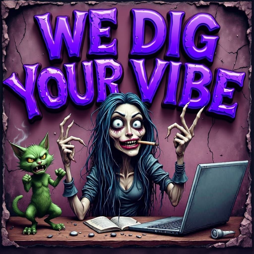 Change the text to WE DIG YOUR VIBE and change the color of ...
