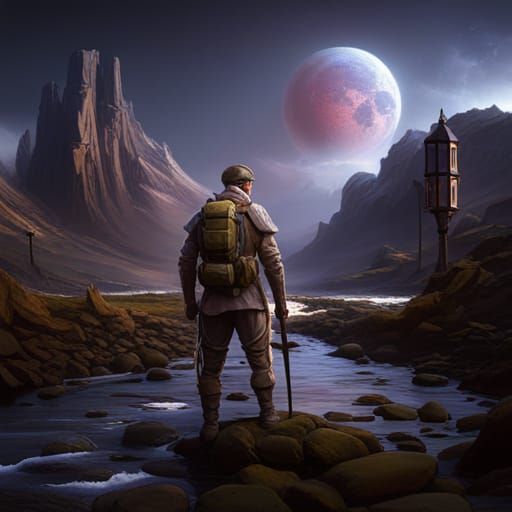 Detailed Soldier Matte Painting in Fantasy Style