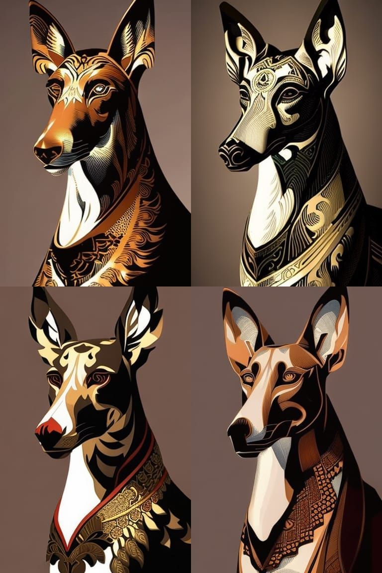 Intricate Greyhound Face in Art Nouveau Style