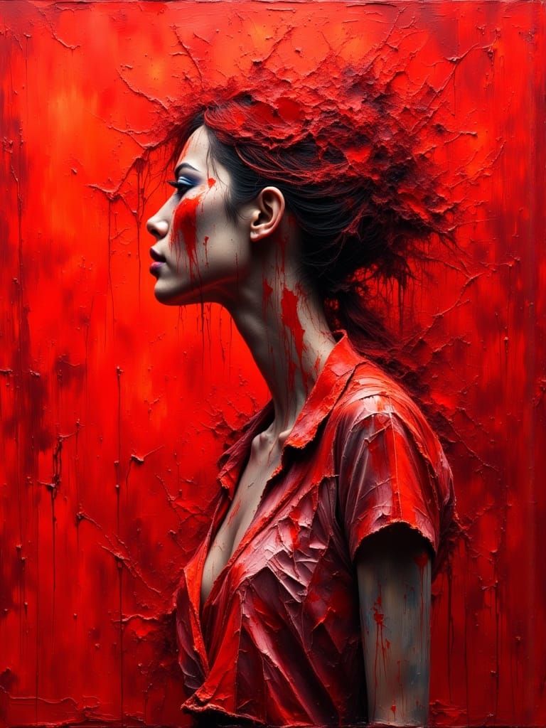 Tender Violent Incarnadine in Grunge Oil Style