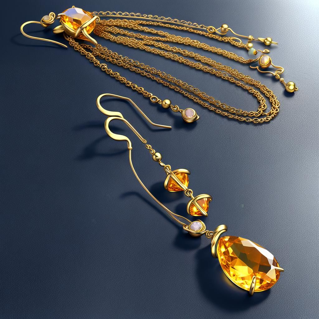 Yellow Crystal Lunar Drop Earring Set in Gold