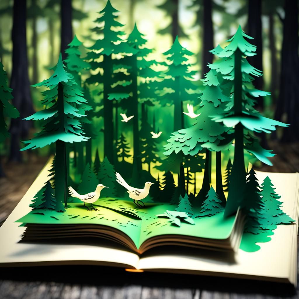 Hyperrealistic Forest Pop-Up Book in HDR