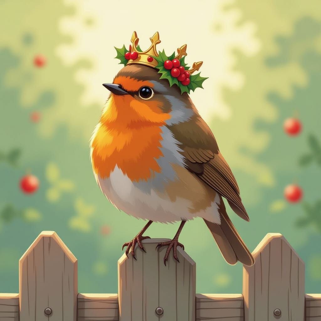 Robin King of the Garden in Ghibli Style
