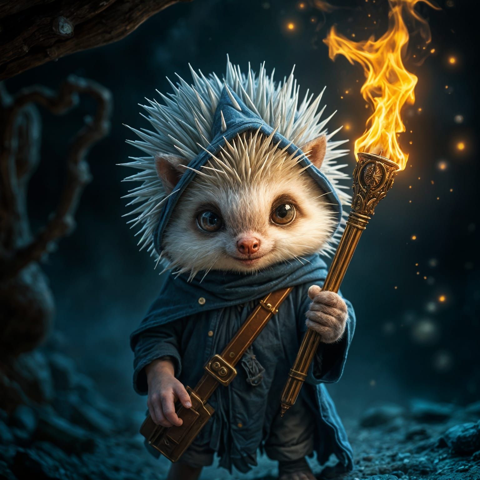 Cute Hedgehog-Like Street Vendor in Glowing Caves
