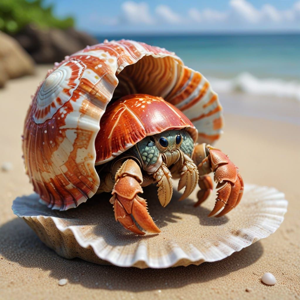 Kawaii Hermit Crab Settles Into New Shell