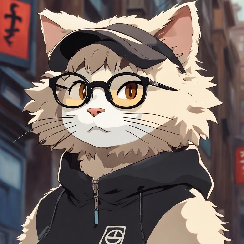 Enby Feline in Ghibli Anime Style