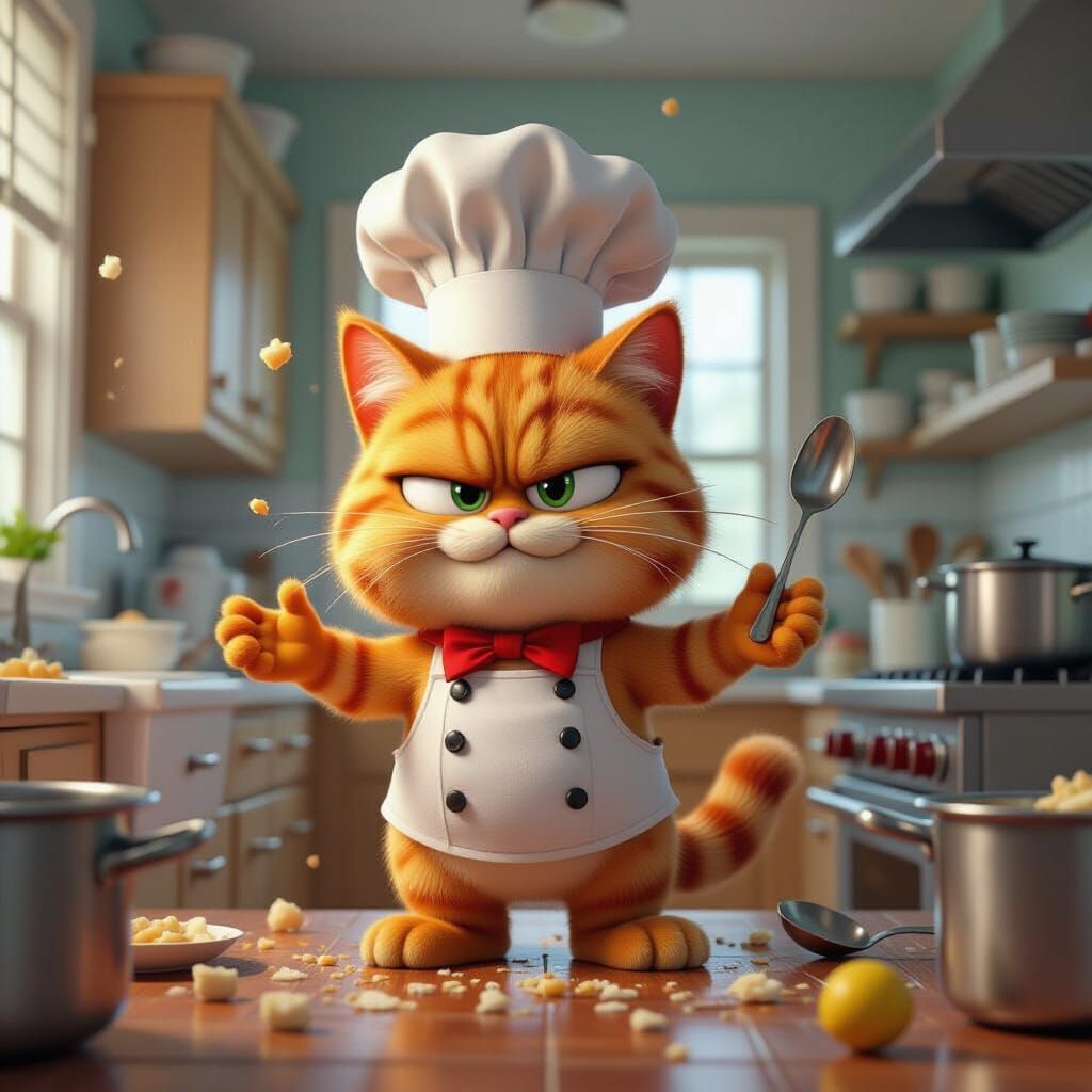 Garfield's Gourmet Disaster: A 3D Digital Art Scene