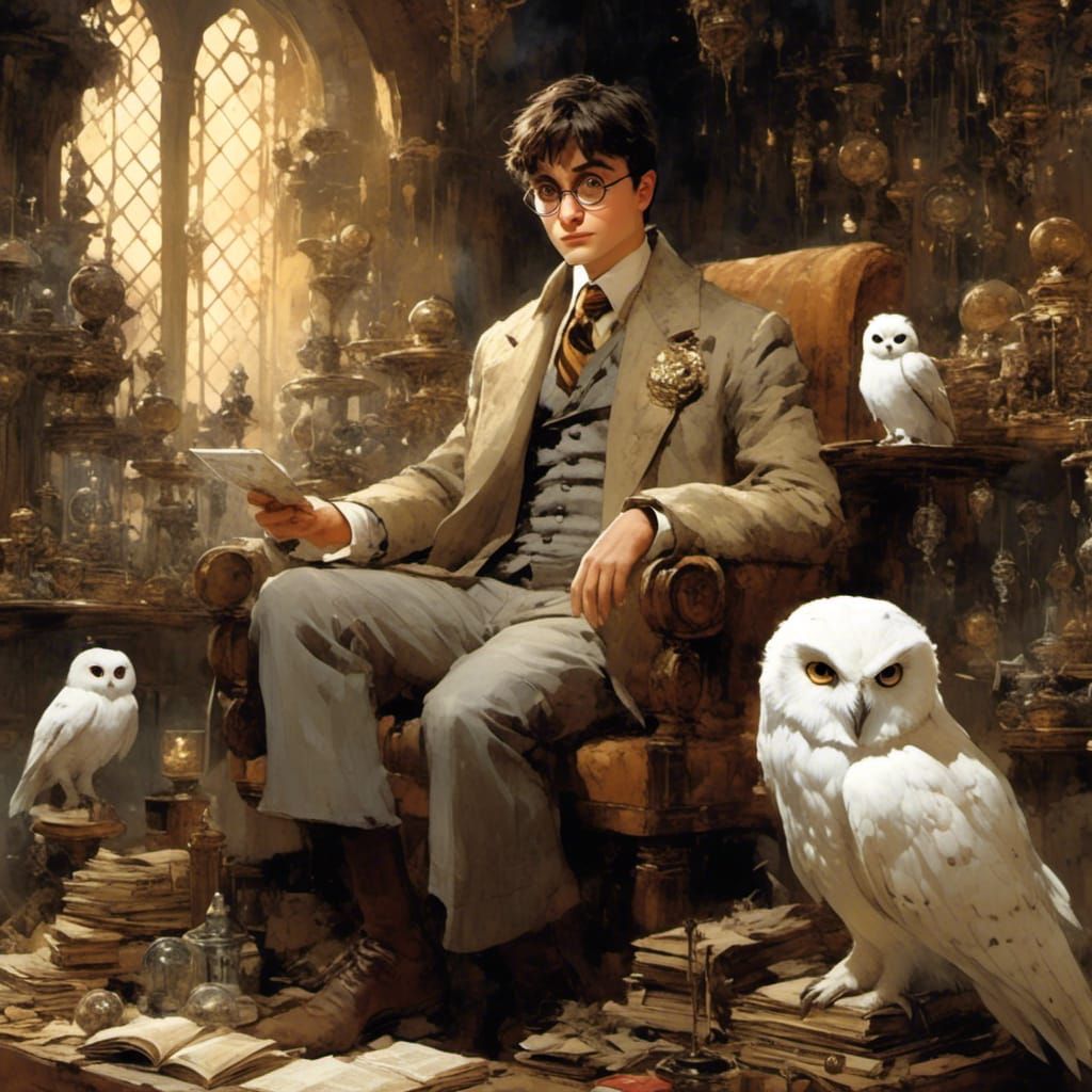 Harry Potter and his Owl Illustration