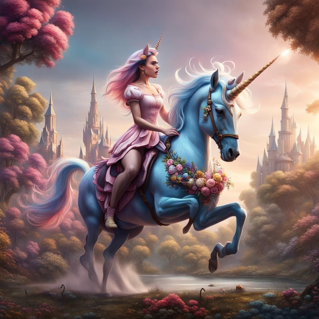 Unicorn Rides Minnie Mouse: Fantasy Concept Art