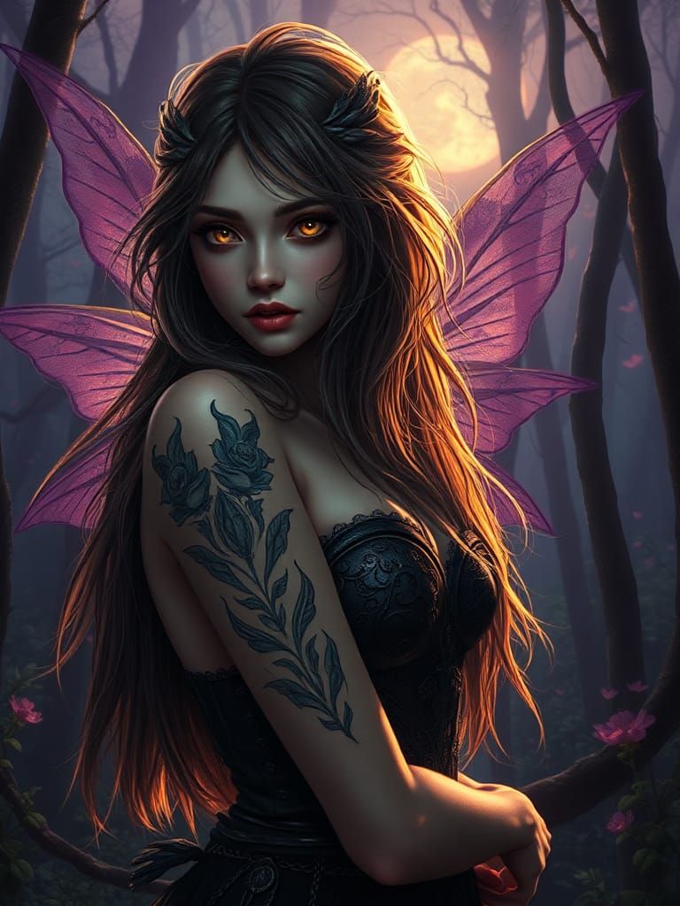 Mystical Fairy in Twilight Forest: Digital Art