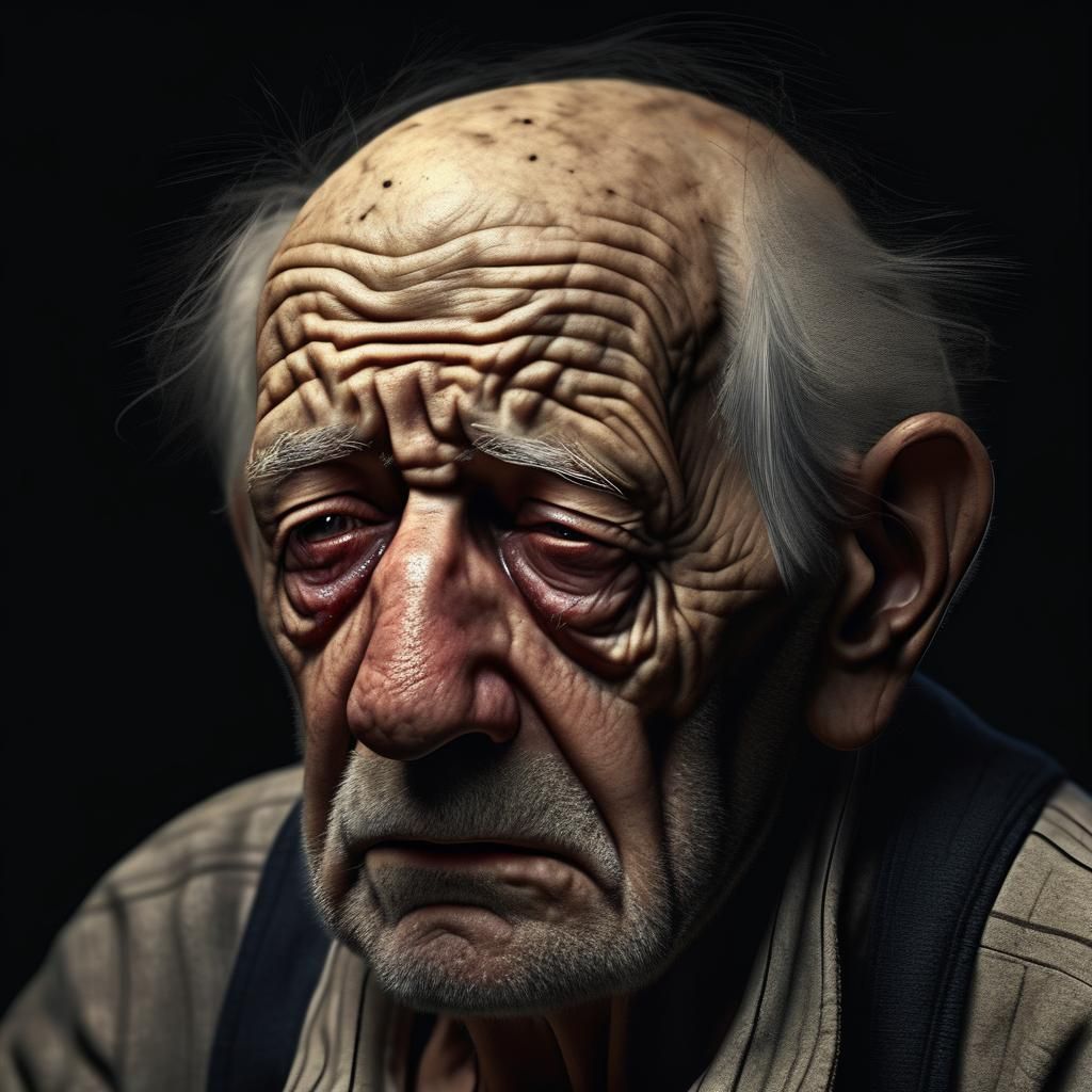 Detailed Portrait of a Tired Old Man
