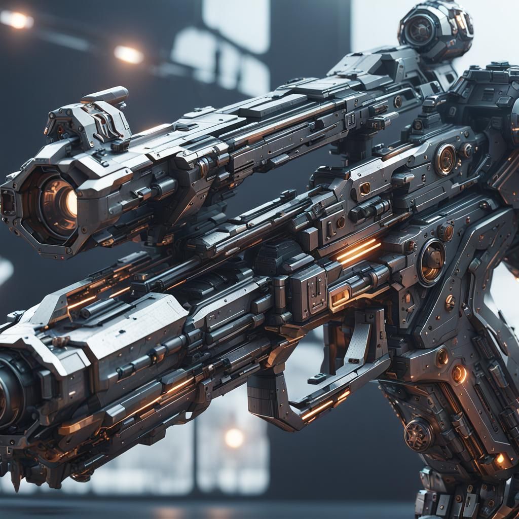 Futuristic Sci-Fi Guns with Intricate Mech Details