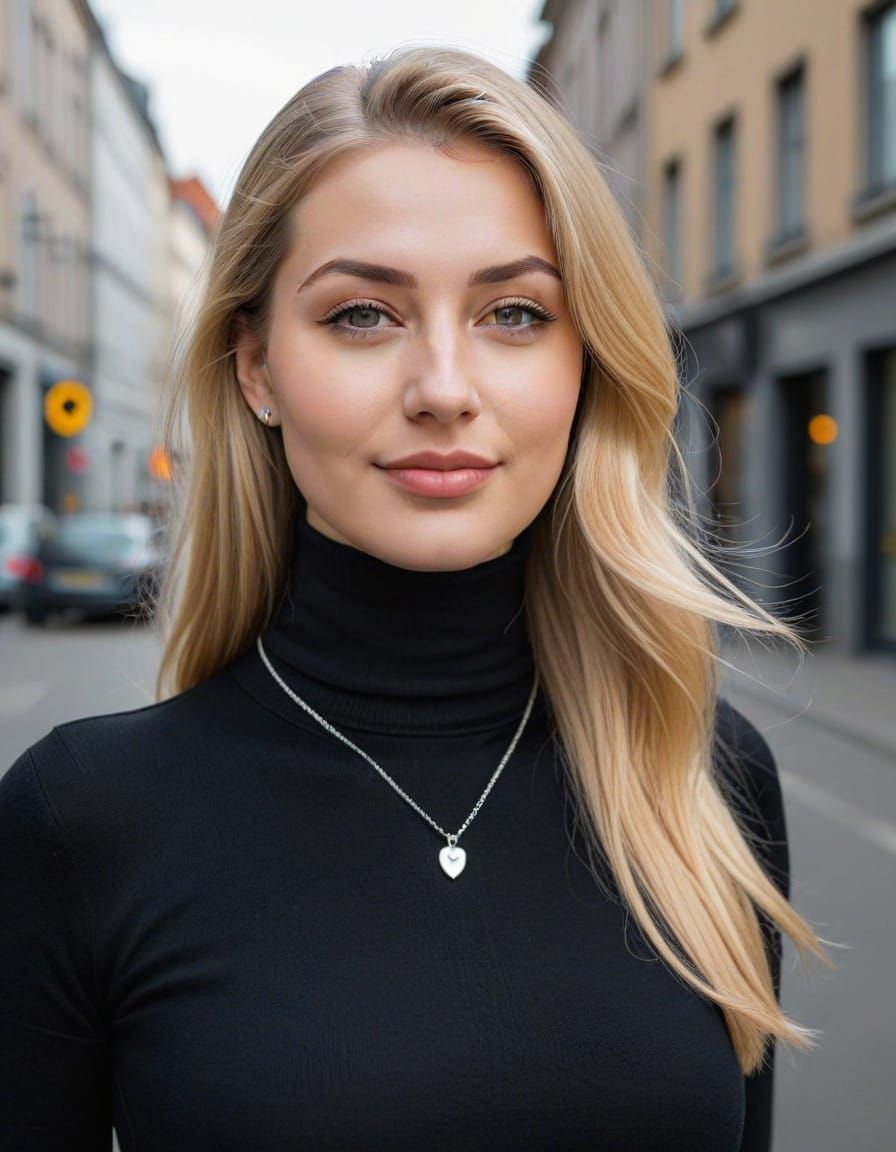 Berlin Chic European Woman in Elegant Smile
