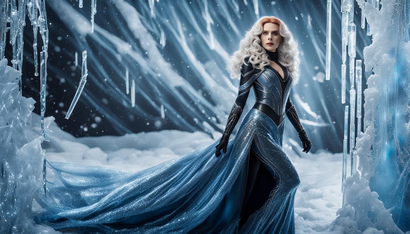 Ice Queen in Latex Gown with Magic Wand
