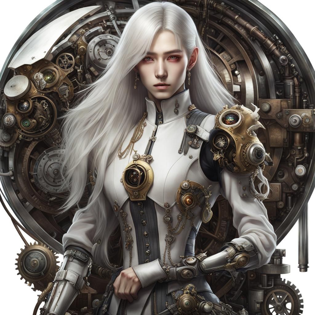 Steampunk Cyborg and Ethereal Orchid Woman