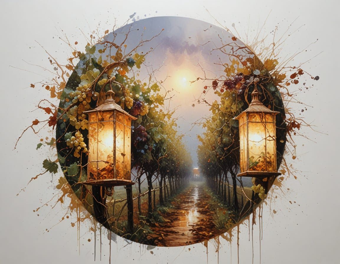 Autumn Vineyard Drizzle with Lantern Light