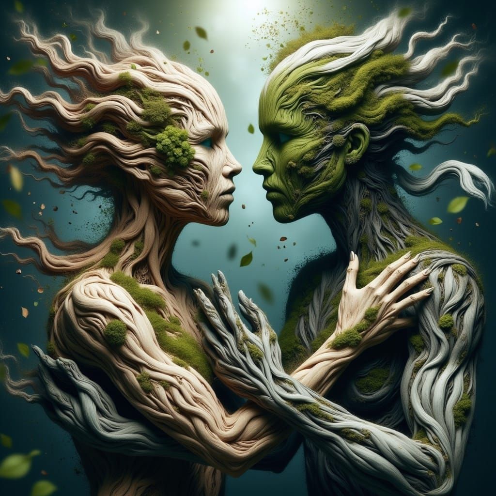 Surreal Shattered Landscape with Shadowy Echoes