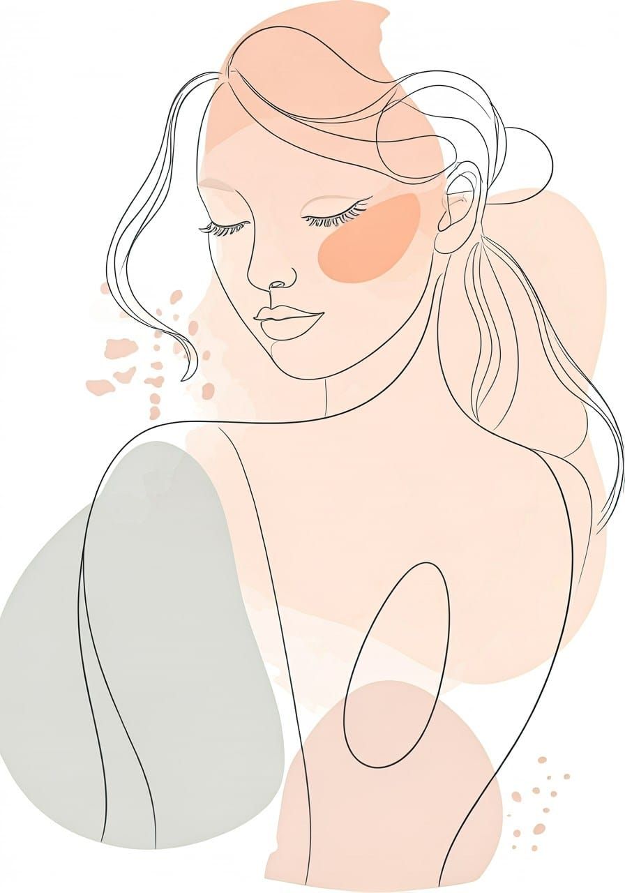 Enigmatic Faceless Portrait in Minimalist Single Line Drawin...