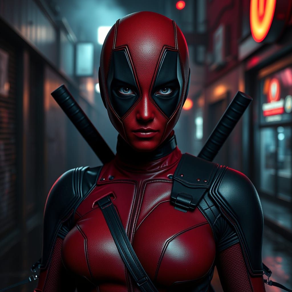 Gritty Female Heroine in High-Tech Red Suit