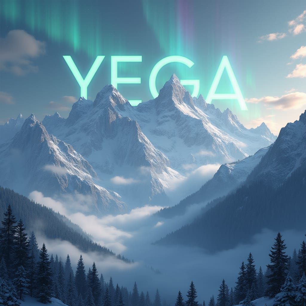 Swiss Alps with Ethereal "YEGA" in Aurora Sky